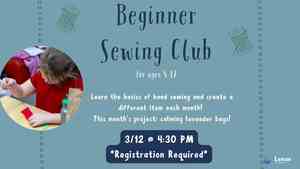 Beginner Sewing Club (Registration Required)