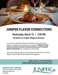 Savor Local Flavors: A Night of Dinner and Music at Juniper Village at Paramus