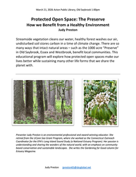 Protect Open Space in The Preserve: How we Benefit from a Healthy Environment