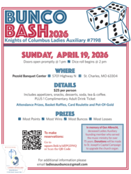 Knights of Columbus Ladies Auxiliary Bunco Bash