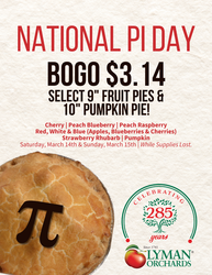 National Pi Day Sale at Lyman Orchards | BOGO $3.14 Select Pies