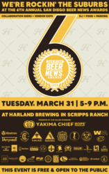 Sixth Annual San Diego Beer News Awards at Harland Brewing Co. in Scripps Ranch