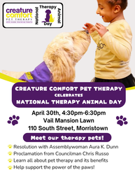 Come Celebrate National Therapy Animal Day with Therapy Pets!