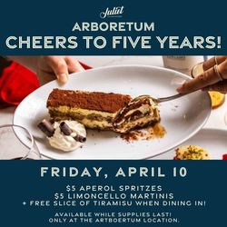 JULIET ARBORETUM 5 YEAR ANNIVERSARY CELEBRATION ON APRIL 10