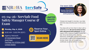 New Jersey Restaurant & Hospitality Association: ServSafe Food Safety Manager Course & Exam