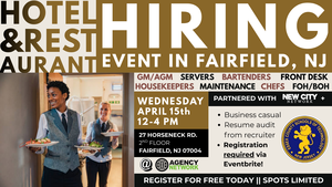 North Jersey Hotel & Restaurant Hospitality Hiring Event | Fairfield NJ