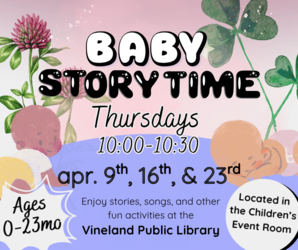 Baby Storytime at the Vineland Public Library- April 16th, 10-10:30am
