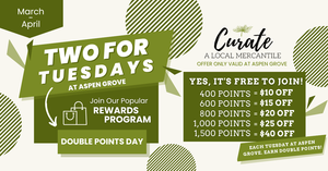 Two For Tuesdays at Curate Mercantile Aspen Grove
