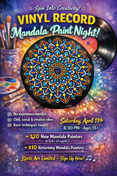 🎶✨ Spin Into Creativity with Our Vinyl Record Mandala Paint Night @ Poppin' Off ✨🎶