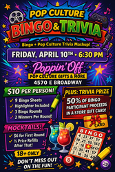 🎉✨ POP CULTURE BINGO NIGHT @ POPPIN' OFF ✨🎉