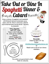 Hershey Community Chorus Spaghetti Dinner and Cabaret