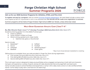 Forge Christian Youth Sports Camp