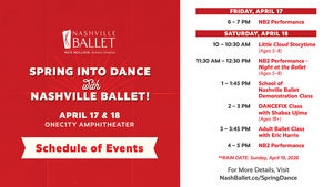 NASHVILLE BALLET PRESENTS SPRING INTO DANCE - A FREE COMMUNITY EVENT, APRIL 17-18, 2026, AT ONEC1TY