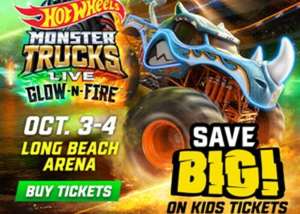 Hot Wheels Monster Trucks Live is back in Long Beach 2026 with Glow-N-Fire!