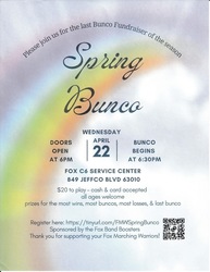 Fox High Marching Warriors Bunco!