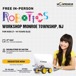 In-Person Free Robotics/Math Workshop for Kids at Monroe Township, NJ (7-14)