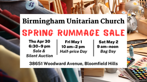 Birmingham Unitarian Church Spring Rummage Sale & Silent Auction