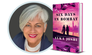 Alka Joshi discussing and signing Six Days in Bombay
