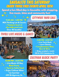 THREE FREE EVENTS IN SAUSALITO THIS SATURDAY