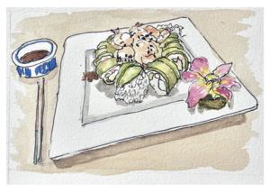 Wait! No lunch until you paint it - Urban Sketching Sushi at FMBAA