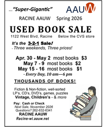 Racine AAUW Gigantic 3-2-1 Used Book Sale
