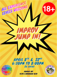 🎭✨ NEW WORKSHOP SERIES AT POPPIN’ OFF! – JUMP IN IMPROV NIGHTS! ✨🎭