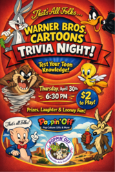 🎬🐰 Trivia Night w/ Themed Mocktails - Warner Brothers Cartoons @ Poppin' Off 🐰🎬