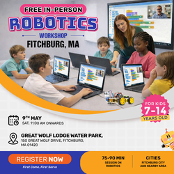 In-Person Free Robotics/Math Workshop for Kids at Fitchburg, MA (7-14)