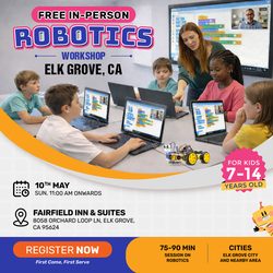 In-Person Free Robotics/Math Workshop for Kids at Elk Grove, CA (7-14)