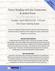 Poetry Reading with Jim Zimmerman & Jasmin Rivas