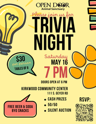 Spring Trivia Benefiting the Cats and Dogs of Open Door Animal Sanctuary