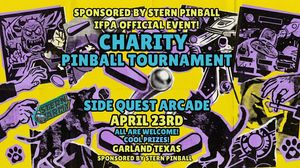 Side Quest Arcade Monthly Pinball Tournament ! April Animals Charity Tournament, Come Play / Support