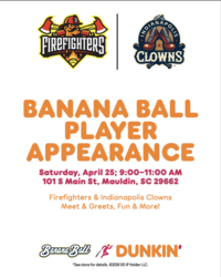 Mauldin Dunkin’ to Host Firefighters and Indianapolis Clowns Meet-and-Greet
