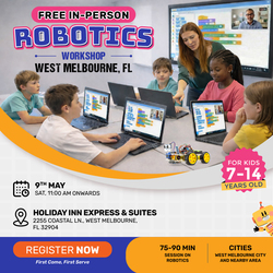 In-Person Free Robotics/Math Workshop for Kids at West Melbourne, FL (7-14)