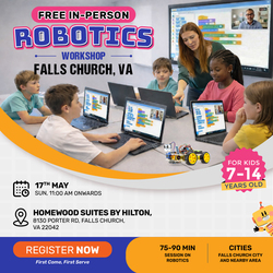 In-Person Free Robotics/Math Workshop for Kids at Falls Church, VA (7-14)