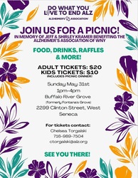 Join us for a Picnic! Benefiting the Alzheimer's Association of WNY. May 31st 2026