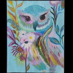 Whimsical Owl Canvas Paint night at Room 122