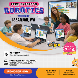In-Person Free Robotics/Math Workshop for Kids at Issaquah, WA (7-14)