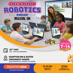 In-Person Free Robotics/Math Workshop for Kids at Mason, OH (7-14)