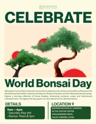 World Bonsai Day at Boerner Botanical Gardens May 9th, 2026, from 9am to 4pm