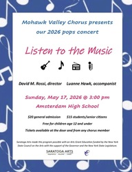 Mohawk Valley Chorus pops concert - "Listen to the Music"