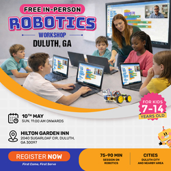 In-Person Free Robotics/Math Workshop for Kids at Duluth, GA (7-14)