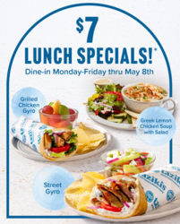Fresh, Better for You Lunch Specials at Taziki’s Just $7, Offer Ends May 8th