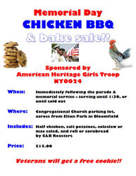 Memorial Day Chicken BBQ and Bake Sale