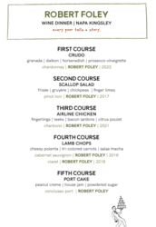 Robert Foley Wine Dinner at NAPA