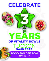 Vitality Bowls in Tucson Celebrates 3-Year Anniversary