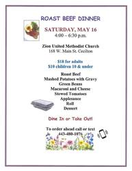 Cecilton UM Parish Roast Beef Dinner!