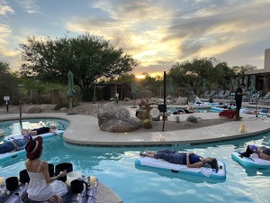 Sunset Floating Sound Bath at the Aji Spa Pool