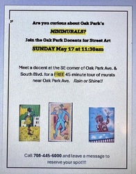 A Free Docent-led tour of Oak Park minimurals. Sunday May 17 11:30a.m.