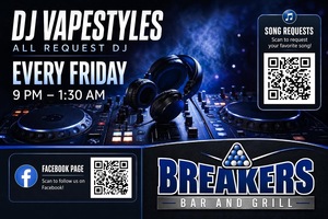 Friday all request dj + $150 Pool tournament